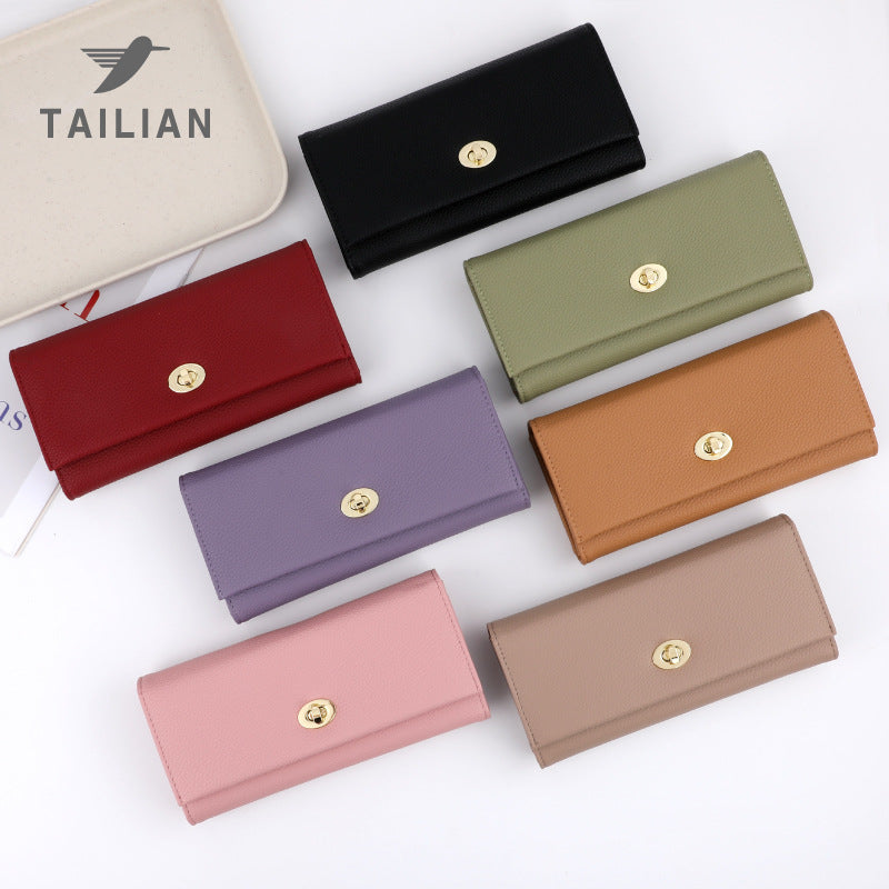 Women's Lychee Pattern Classic Elegant City Three Ladies Wallets