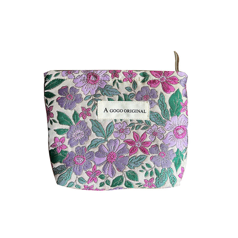 Classy Purple Flower Carrying Fabric Toiletry Bags