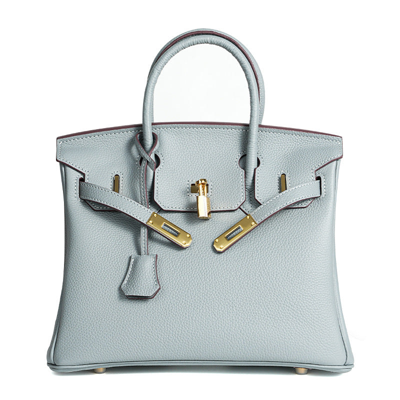 Women's Line First Layer Cowhide Handmade Litchi Grain Handbags