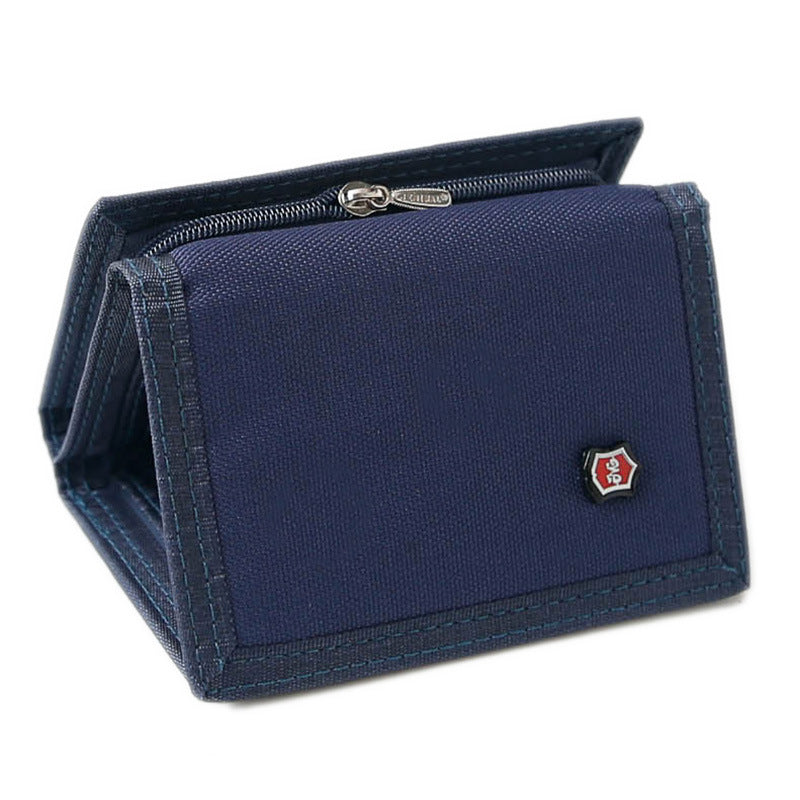 Men's Pure Color Korean Cloth Off Short Style Canvas Folding Purses