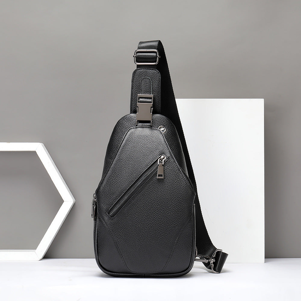 Men's Fashion Slouchy Popular Leather Cowhide Men's Chest Bags