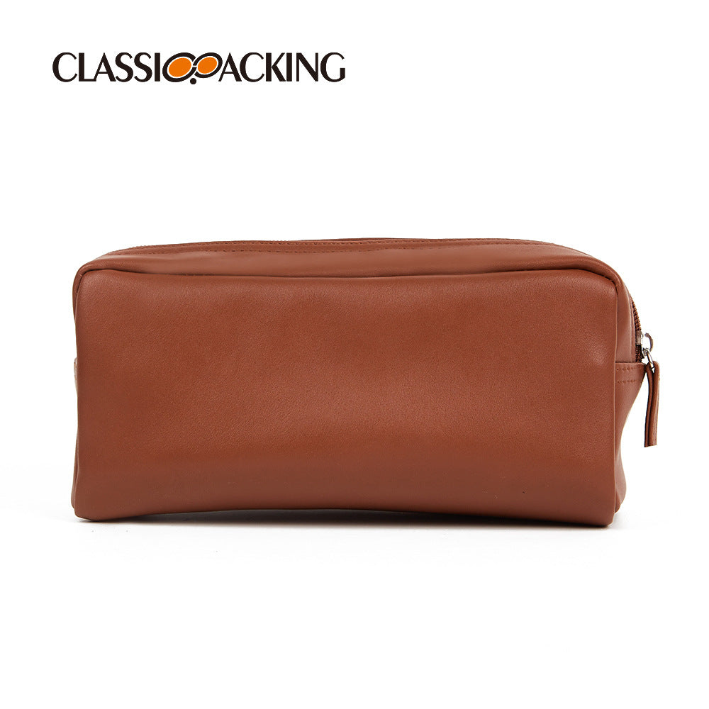 Women's & Men's & Solid Color Wash Leather Waterproof Cosmetic Bags