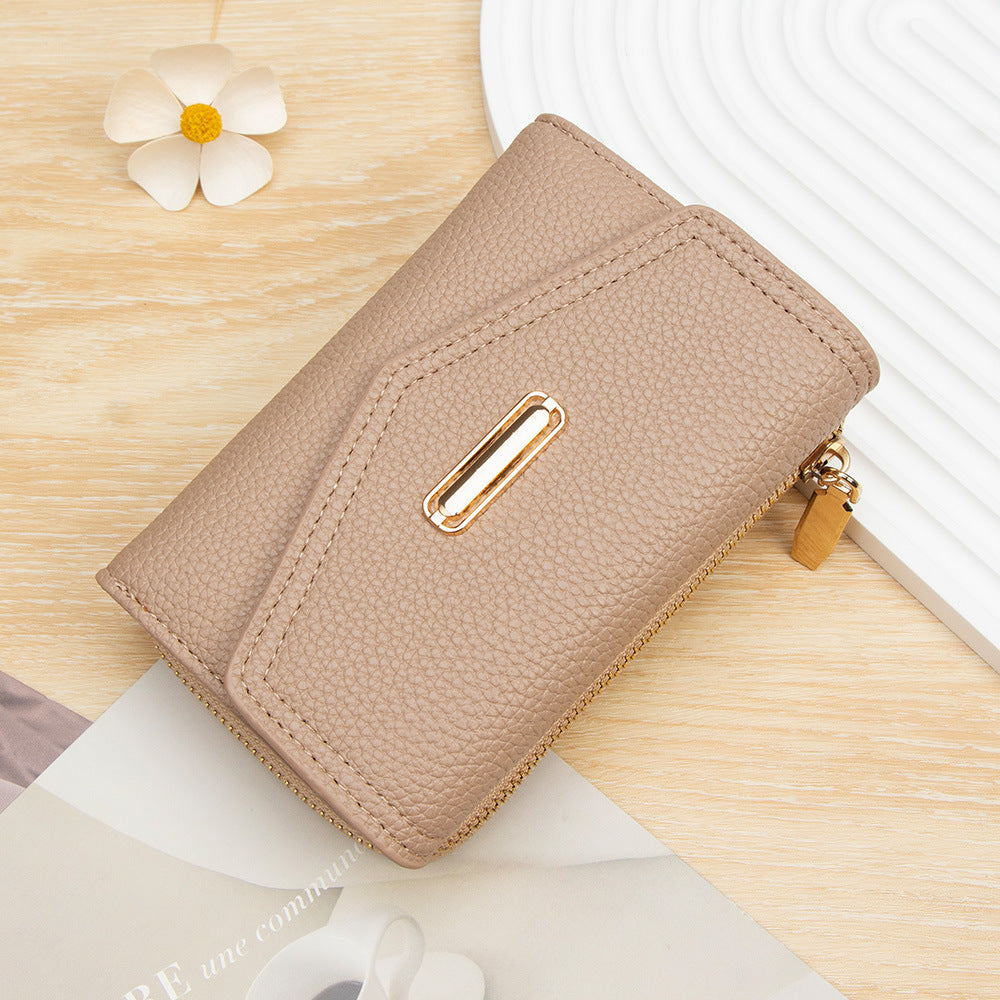 Women's Affordable Luxury Fashion Short Zipper Hasp Litchi Pattern Ladies Wallet