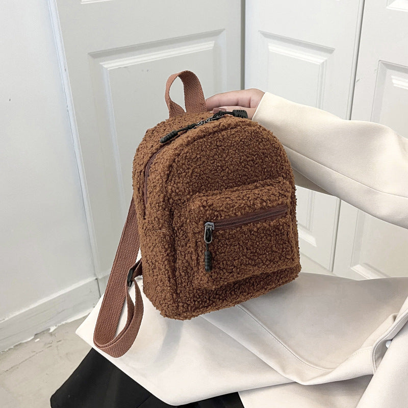 Trendy Mini Lamb Wool Korean Style Backpacks