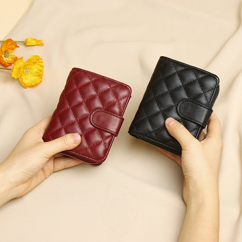 Women's Female Diamond Fashion Short Korean Style Coin Purses