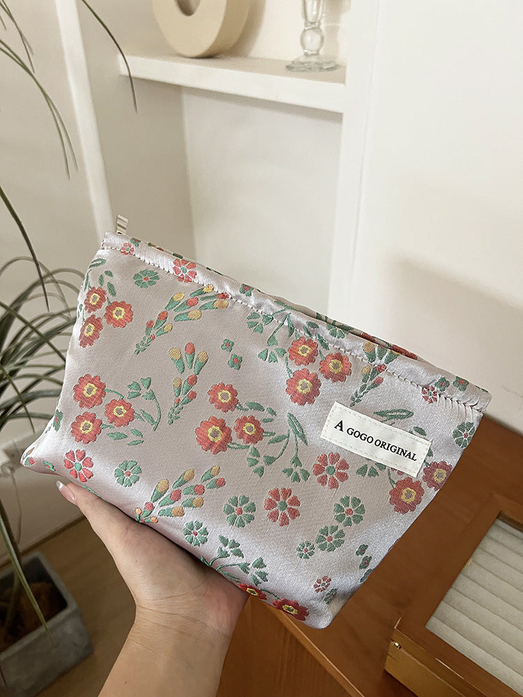 Blossom Canvas Portable Skin Care Buggy Out Makeup Bag