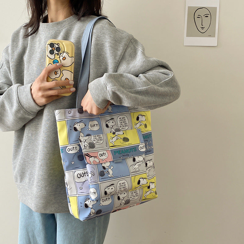 Women's Cartoon Canvas Simple For Class Shoulder Bags