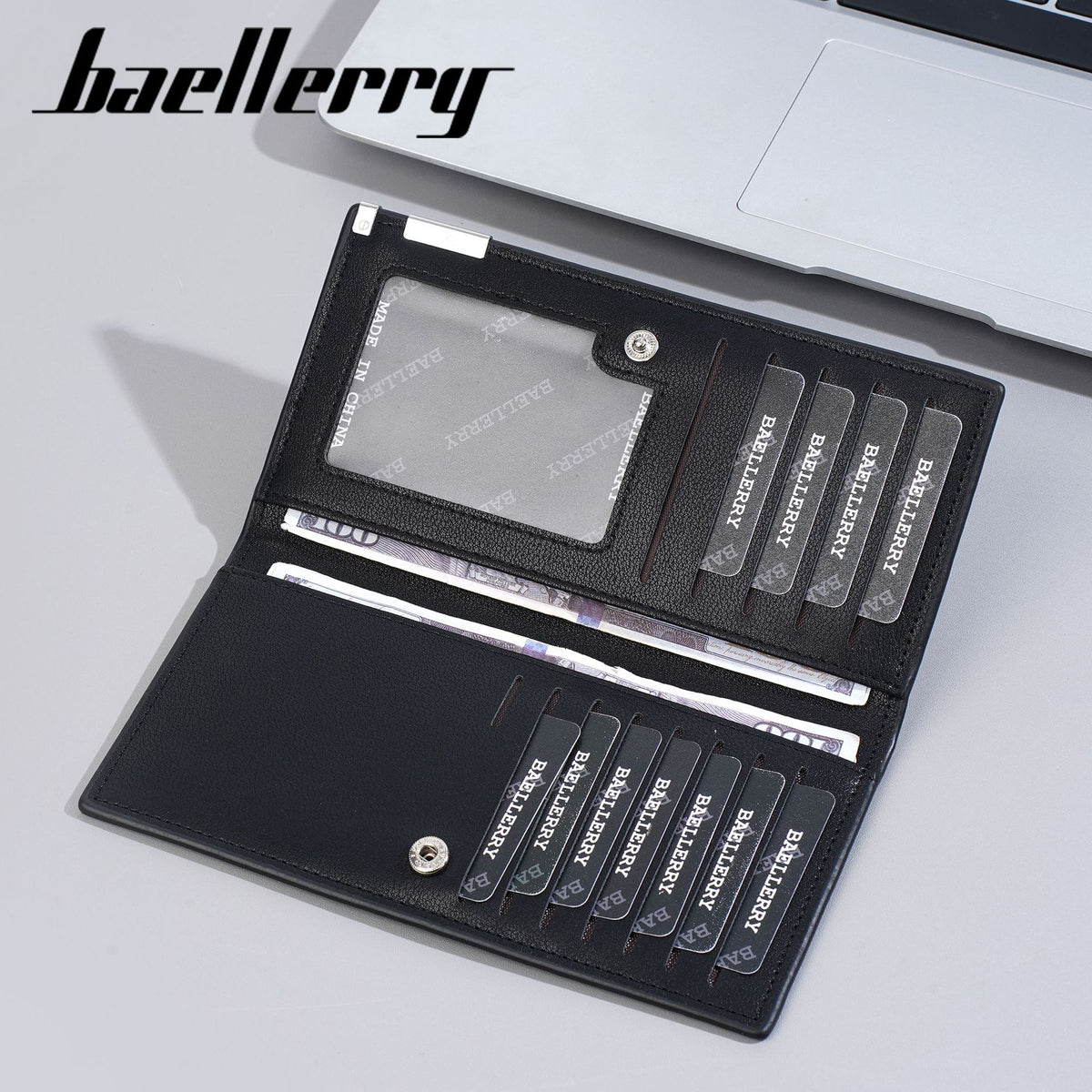 Men's Korean Style Green Business Multiple Slots Snap Men's Wallet