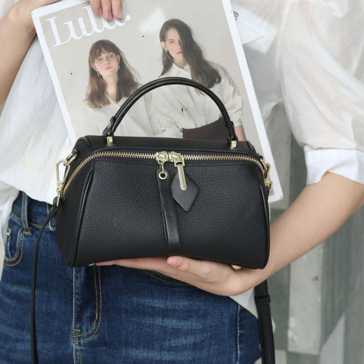 First Layer Cowhide Niche Pillow Popular Fashion Single Practical Version Women's Shoulder Bag