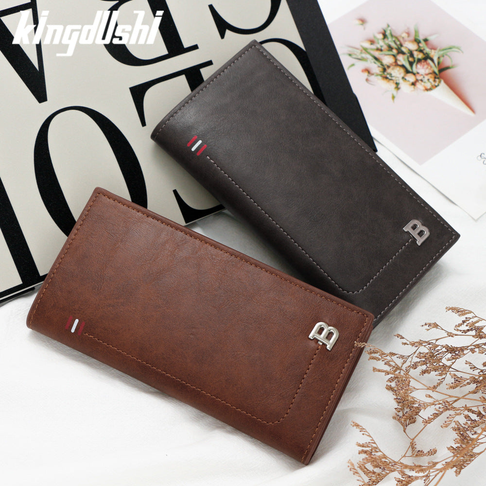 Women's & Men's Fashion Mid-length Three Fold Dollar Multi Slots Men's Wallet