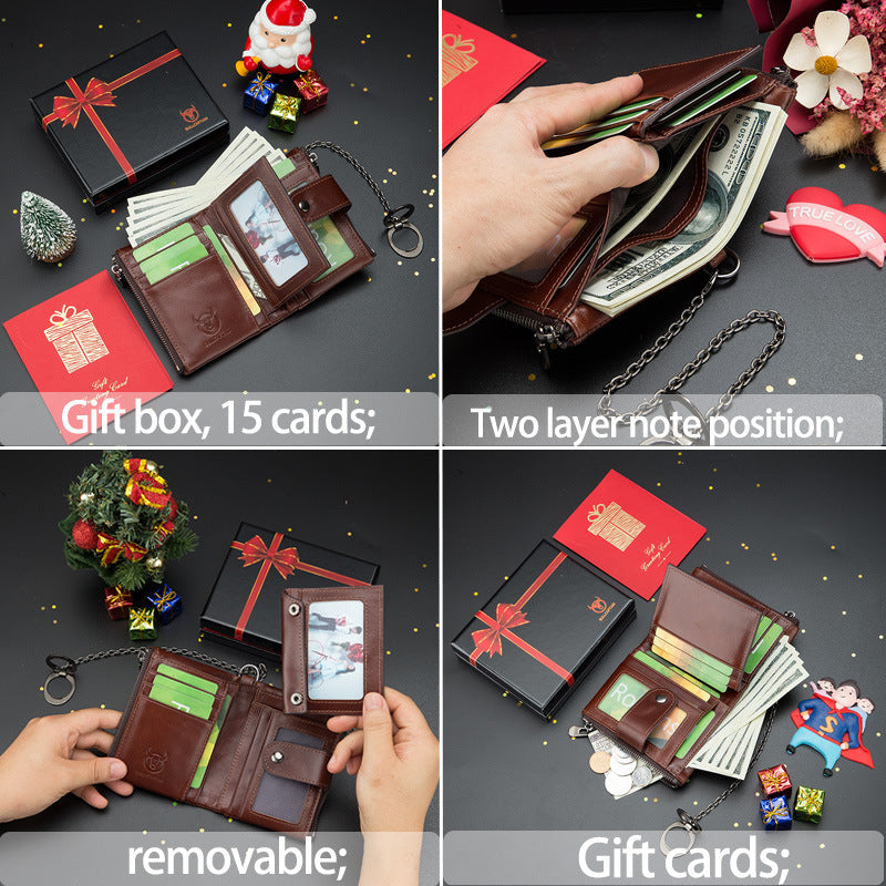 Genuine Vertical Mobile Send Greeting Husband Gift For Males Box Men's Wallets