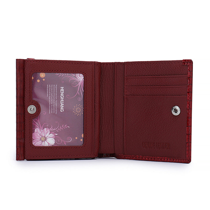 Multifunctional Short Genuine Leather Multiple Slots Ladies Wallet