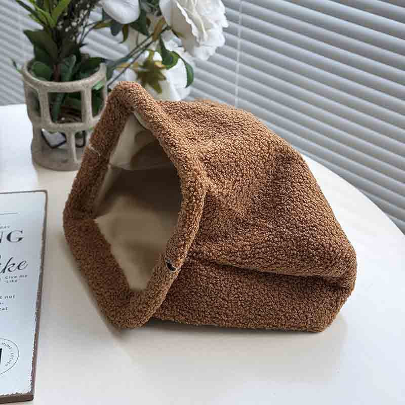 Soft Teddy Plush Toiletry Zipper Powder Cosmetic Bags