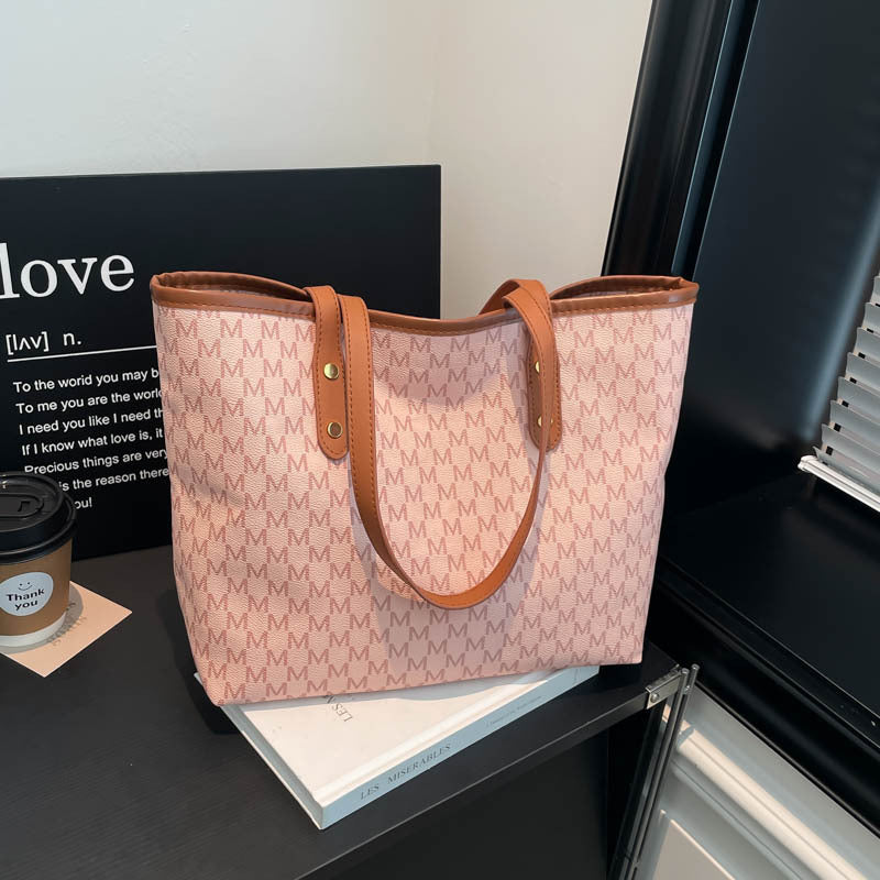 Women's Korean Style Retro Printed Letter Simplicity Commuter Women's Shoulder Bag