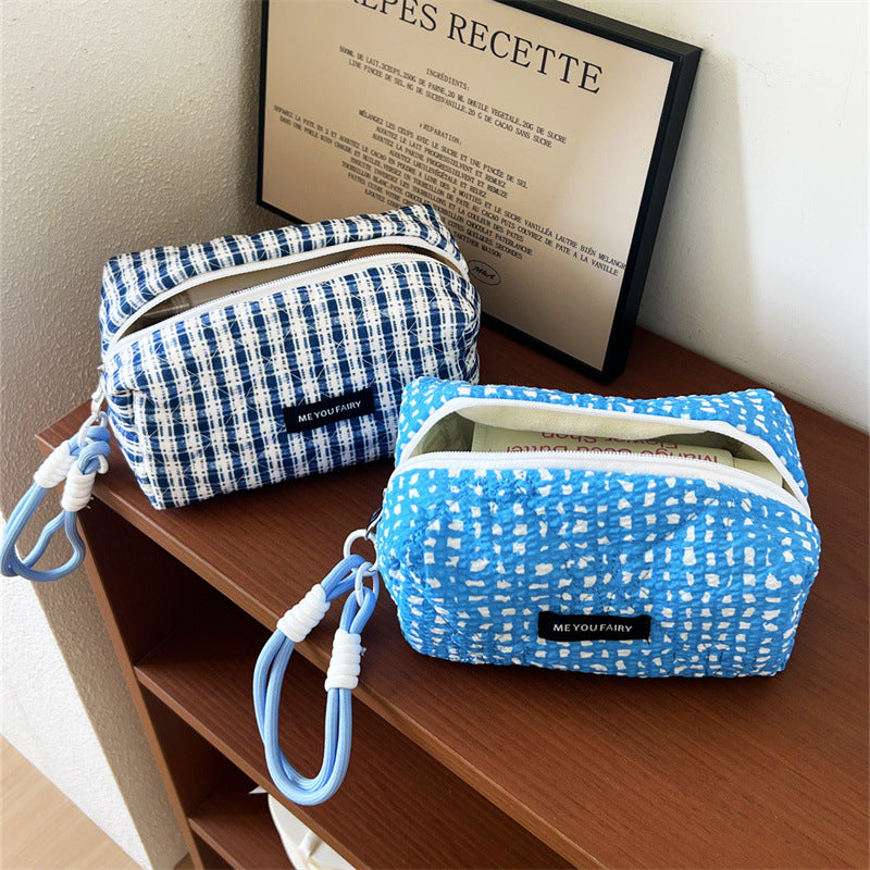 Blue Style Pattern Portable Buggy Large Makeup Bag