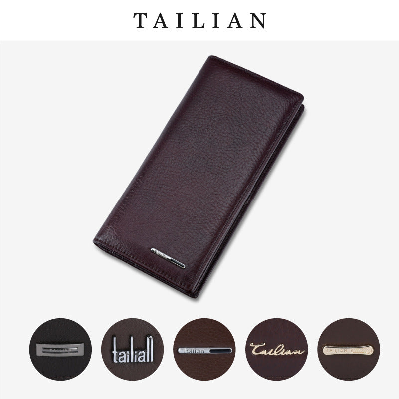 Men's Genuine Leather Business Suit Multiple Slots Long With Men's Wallets