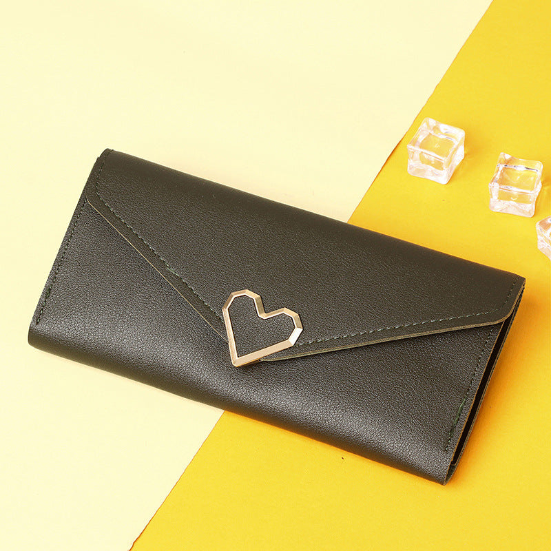 Women's Long Heart-shaped Three-fold Female Clutch Ladies Wallets