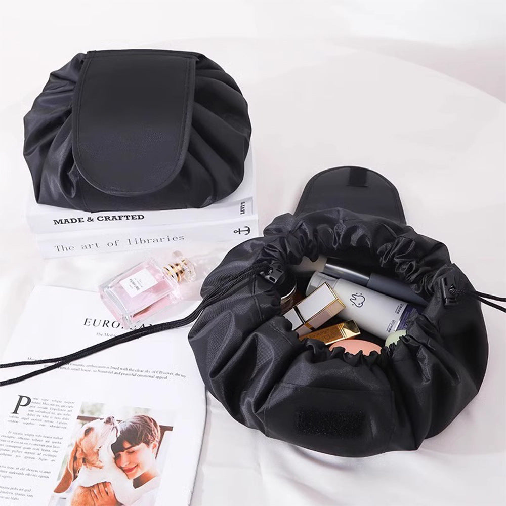 Molding Lazy Storage Black Satin Cosmetics Large Capacity Makeup Bag