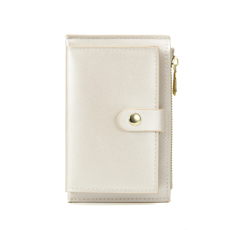 Women's Simple Korean Style Pearl Zipper Multiple Ladies Wallets