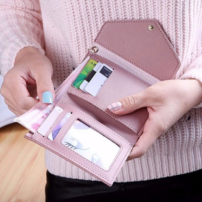Korean Style Simple Three-fold Short Mini Folding Tassel Ladies Wallet