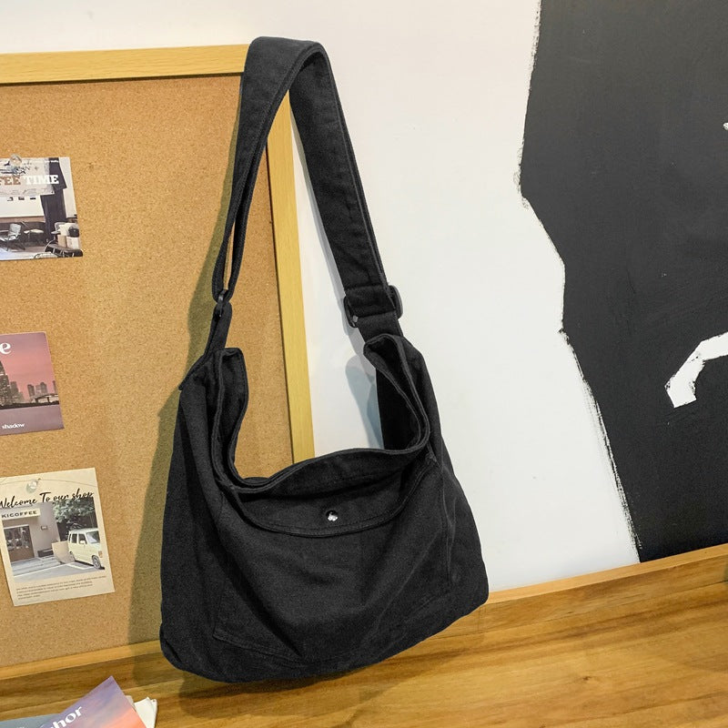 Women's & Men's Style Washed Canvas Large Capacity College Women's Messenger Bag