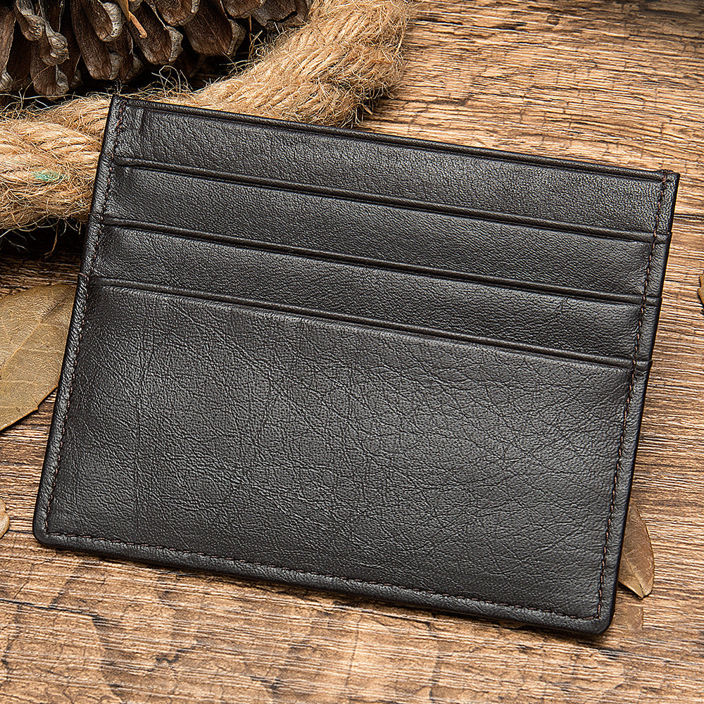 First Layer Cowhide Fashion Simple Unisex Card Holder