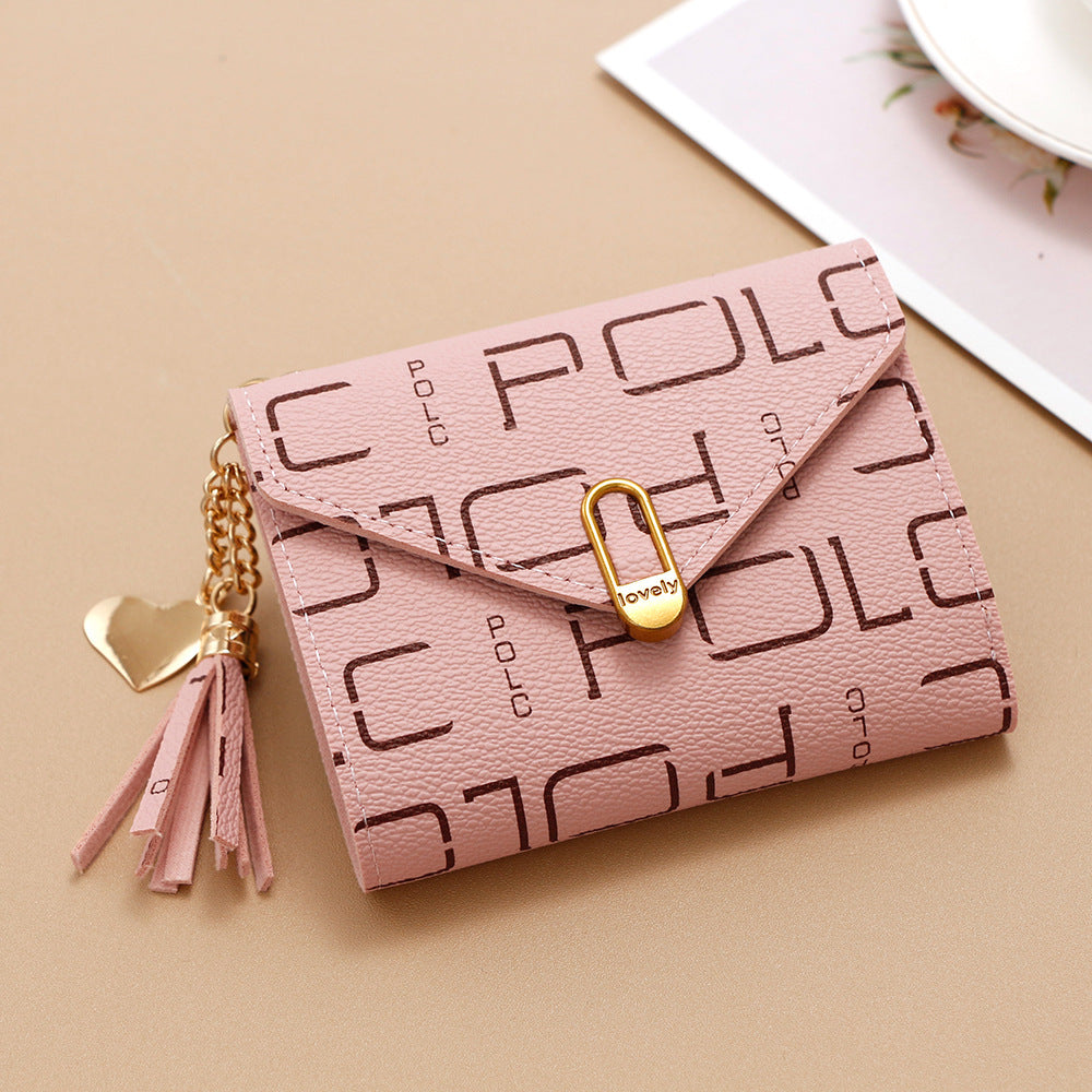 Women's Korean Style Short Tassel Printed Letter Ladies Wallet