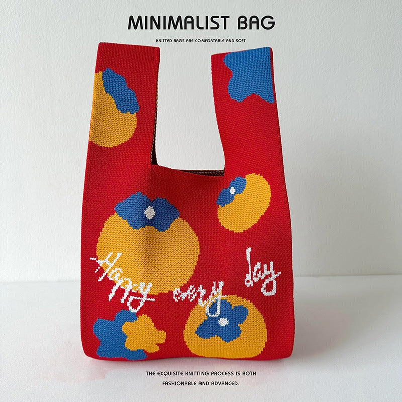 Women's Festive Gift Knitted Lucky Trendy Persimmon Handbags