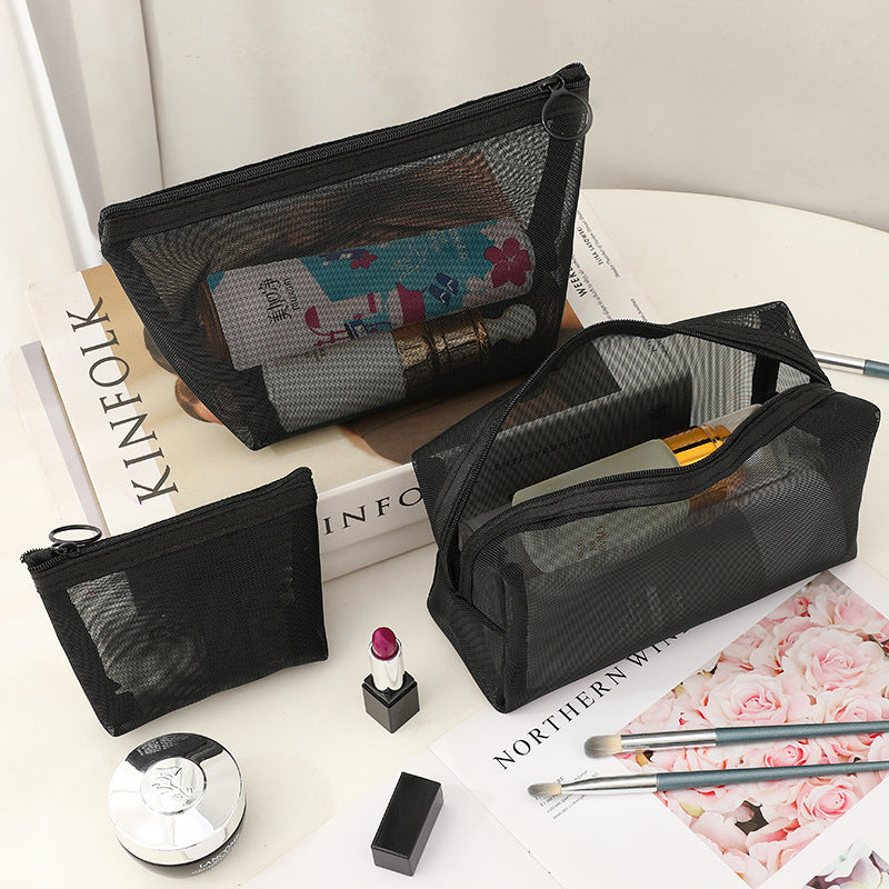 Mesh Transparent Wash Professional Cosmetics Storage Folding Cosmetic Bags
