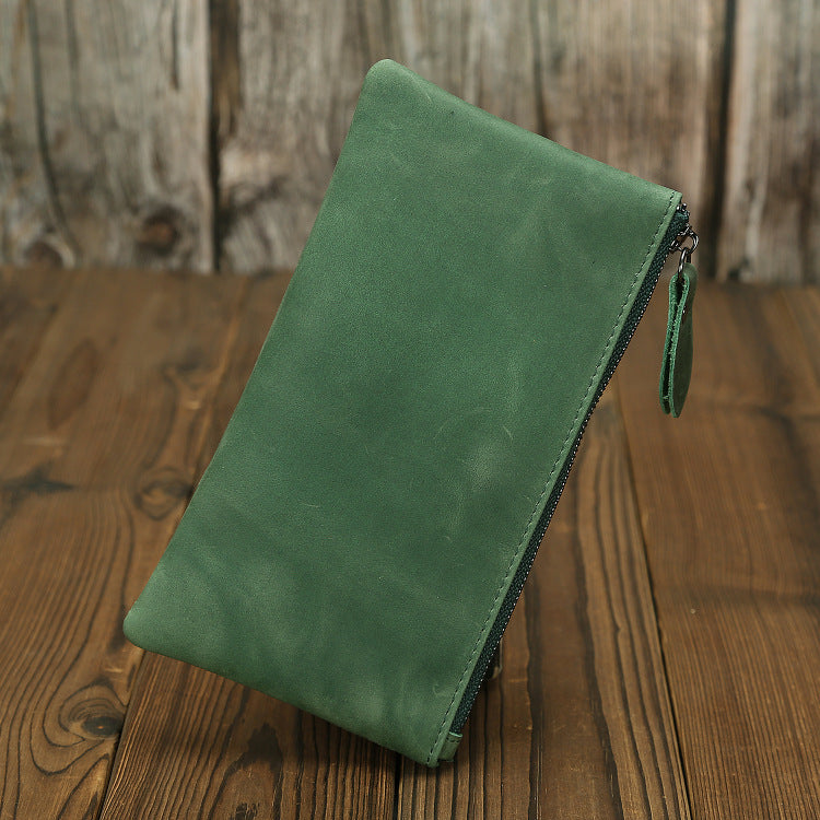 Women's & Men's Minimalist Crazy Horse Leather Long Retro Purses