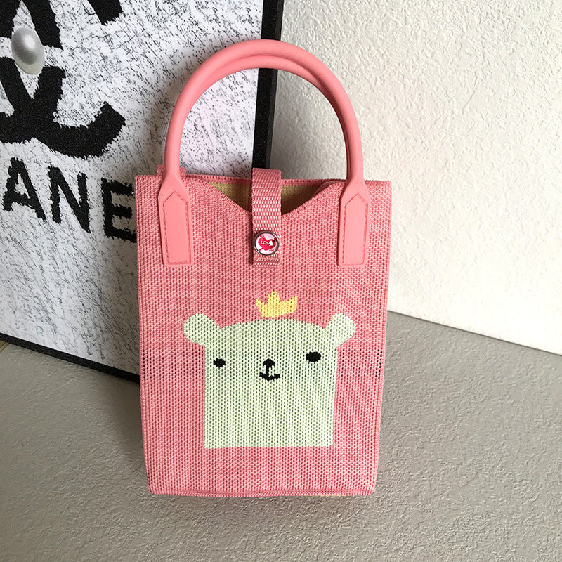 Women's Mobile Cat Knitted Portable Storage Korean Handbags