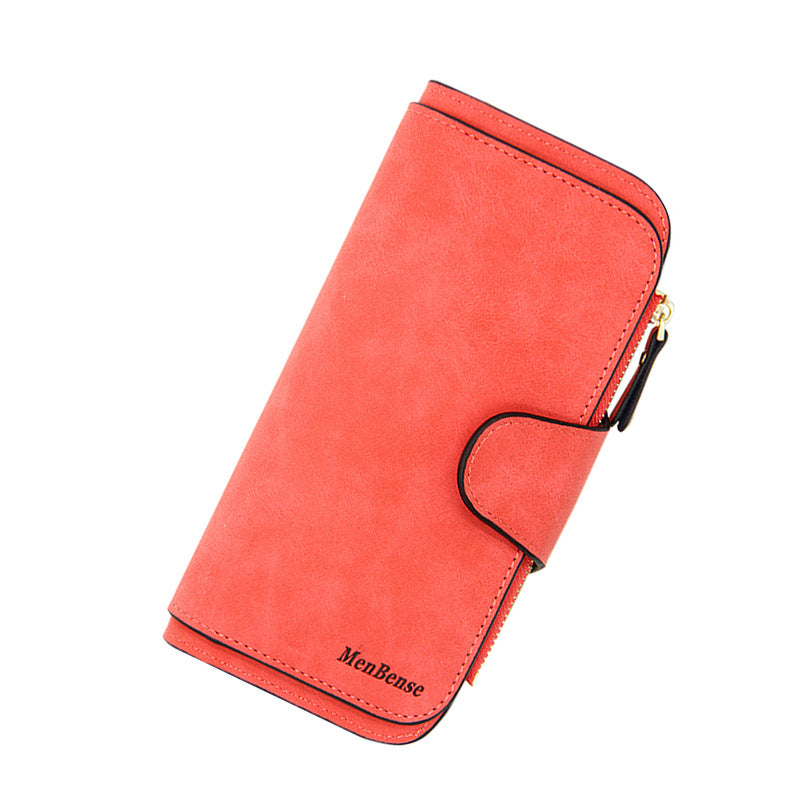 Women's Personalized Fashion Long Simple Oil Wax Leather Solid Ladies Wallets