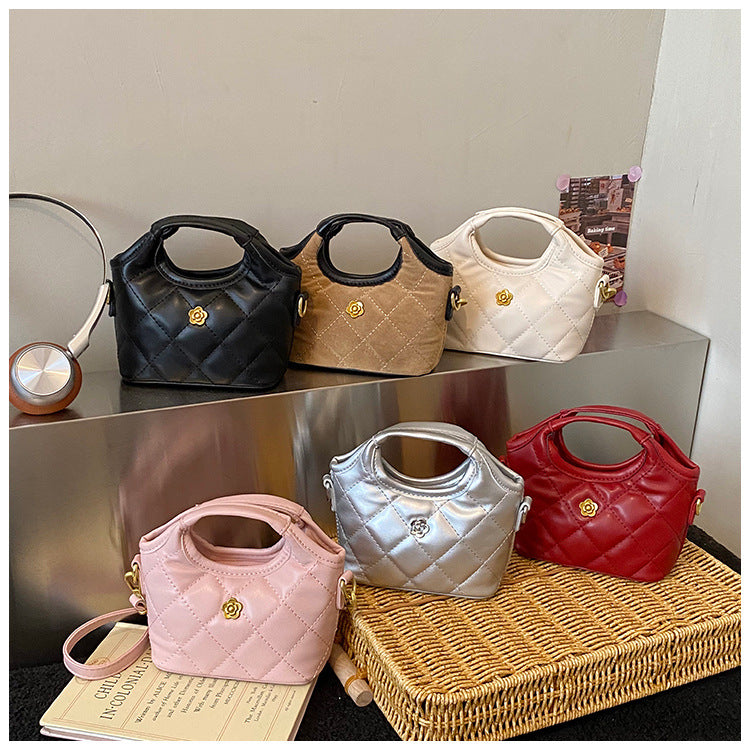Women's Mini Portable Classic Style Diamond Embroidery Thread Camellia Women's Shoulder Bag