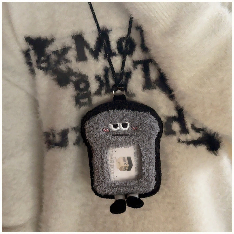 Plush Transparent Cartoon Earphone Boarding Learning Card Holder