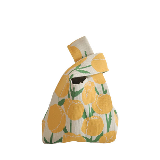 Women's Korean Style Cute Flower Knitted Underarm Handbags