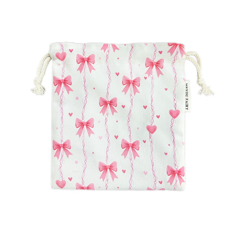 Girly Heart Bowknot Portable Storage Fabric Makeup Bag