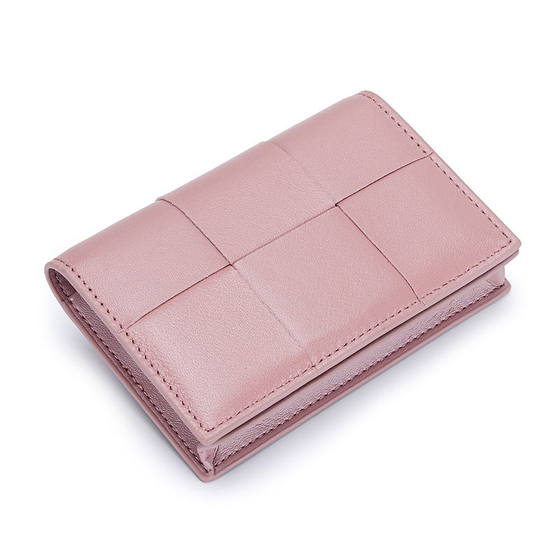 Women's Niche High-grade Sheepskin Woven Exquisite Genuine Card Holder