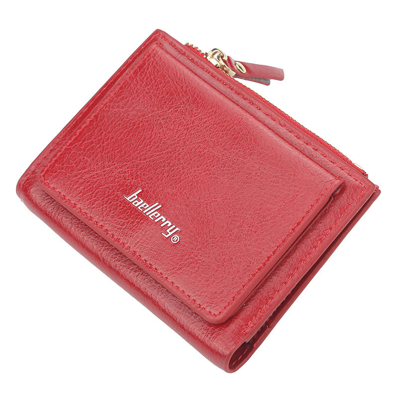 Women's Short Zipper Two-fold Horizontal Patent Leather Ladies Wallet
