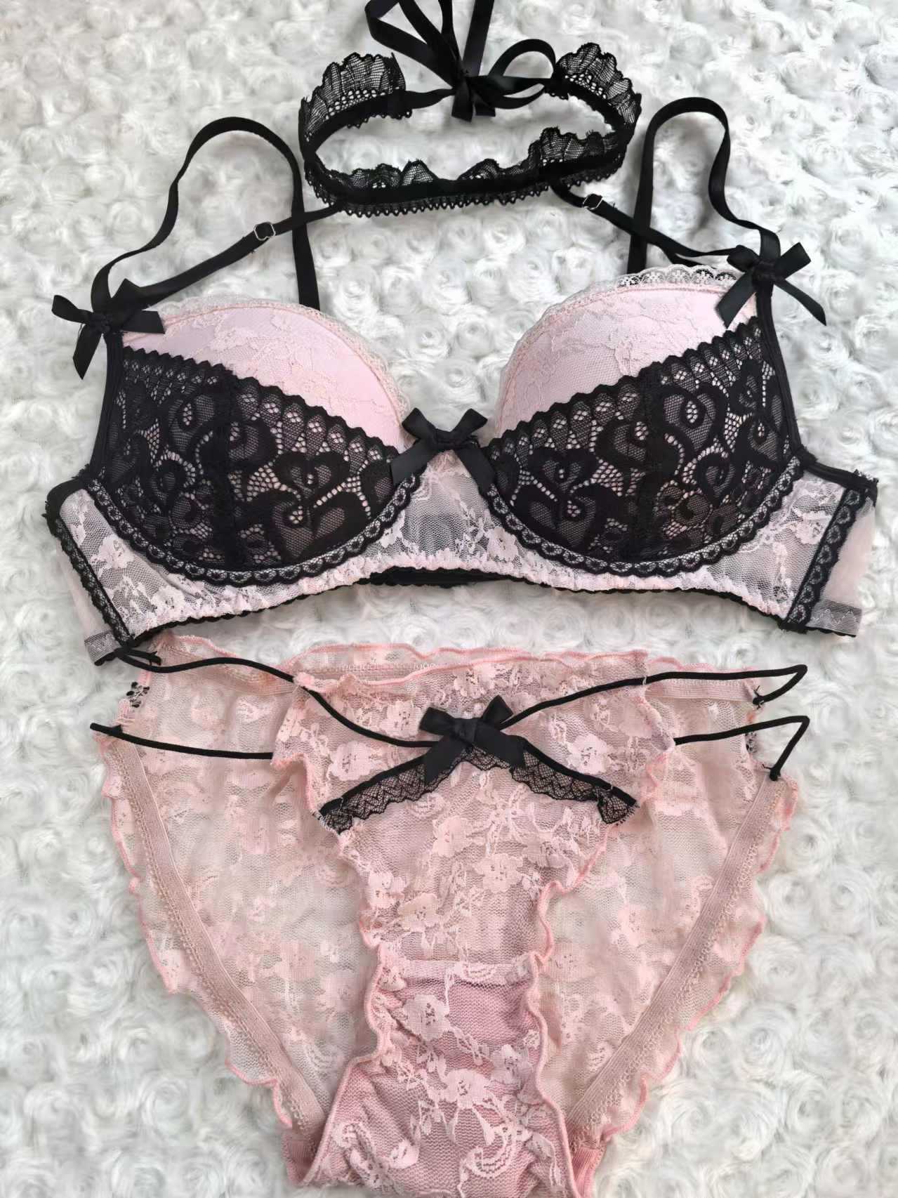 Pure Desire Bow Halter Cotton Cup Steel Lingerie Sets