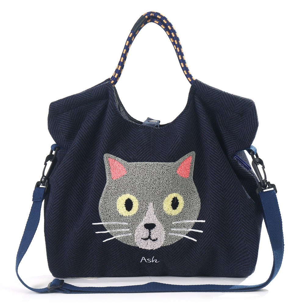 Women's Winter Cartoon Embroidered Fashion Large Capacity Women's Shoulder Bag