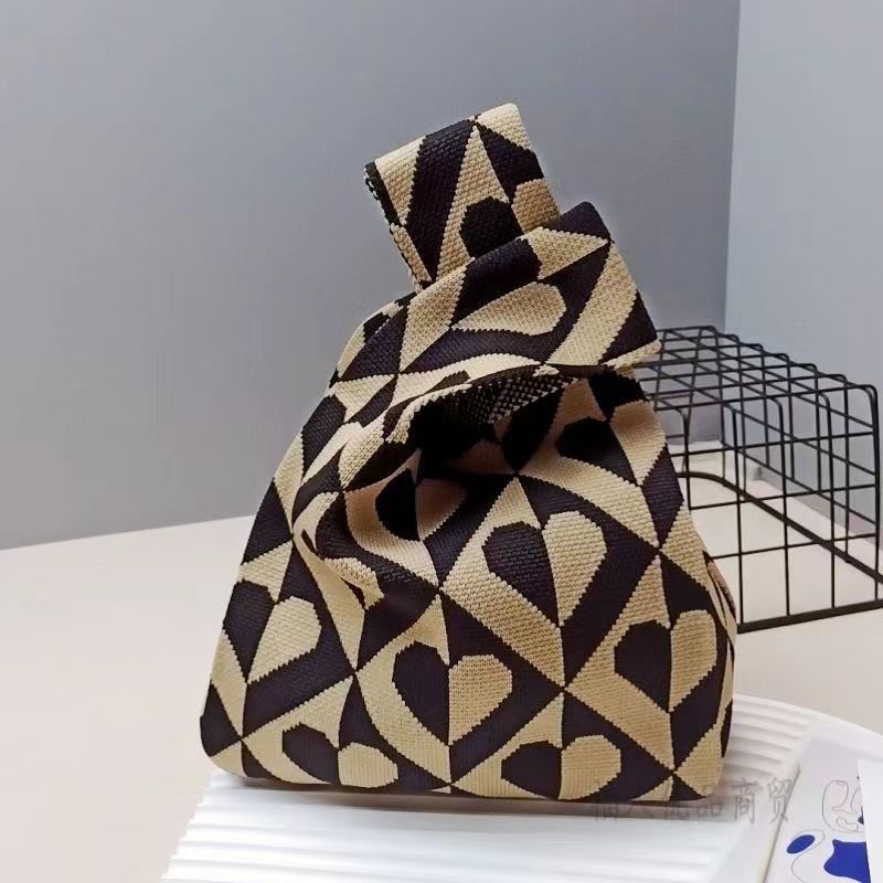 With Hearts Knitted Portable Storage Korean Bags