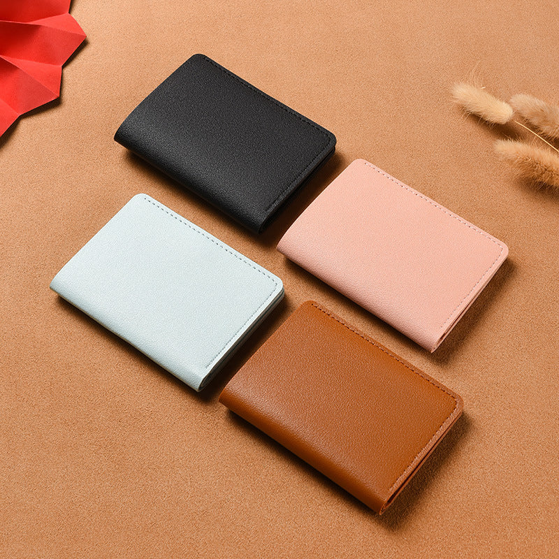 Women's Short Simple Mini Thin Folding Driving License Ladies Wallet