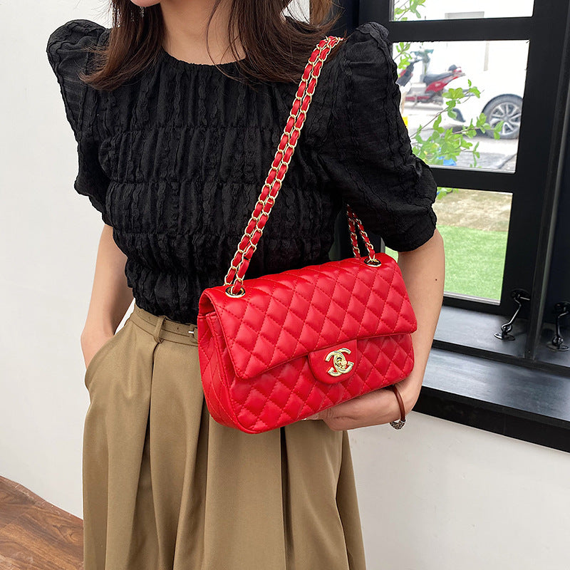 Durable Women's Rhombic Fashionable Simple Chain Women's Shoulder Bag
