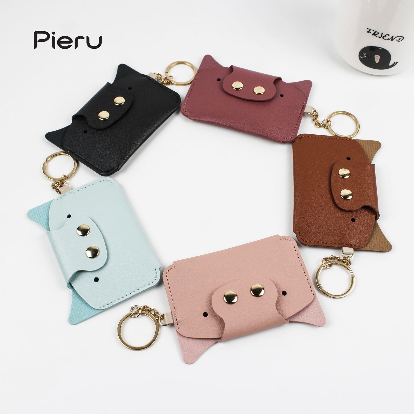 Cartoon Simple Piggy Bus Set With Card Holder