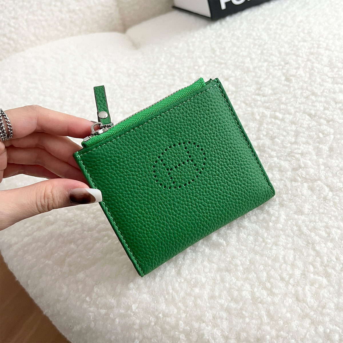 Female Short One Hollow Mini Cowhide Card Holder