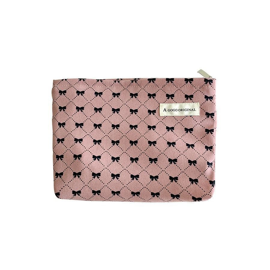 Sweet Bow Portable Toiletry Clutch Canvas Cosmetic Bags