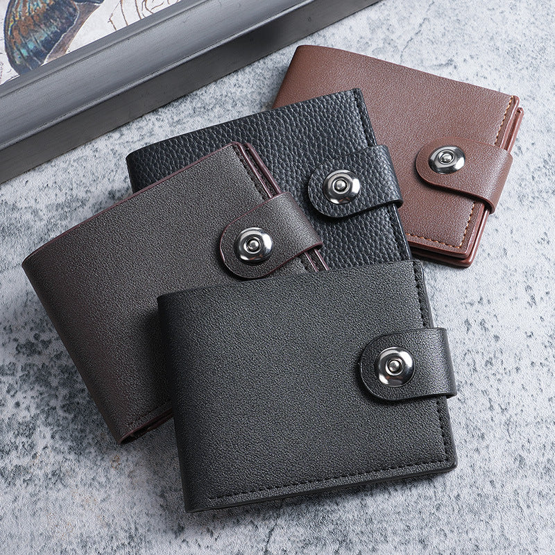 Men's Short Button Multiple Slots Leisure Horizontal Men's Wallet