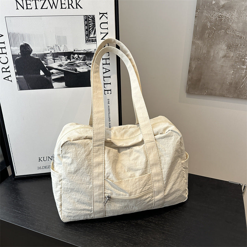 Simple Solid Color Tooling Style Leisure Large Women's Shoulder Bag