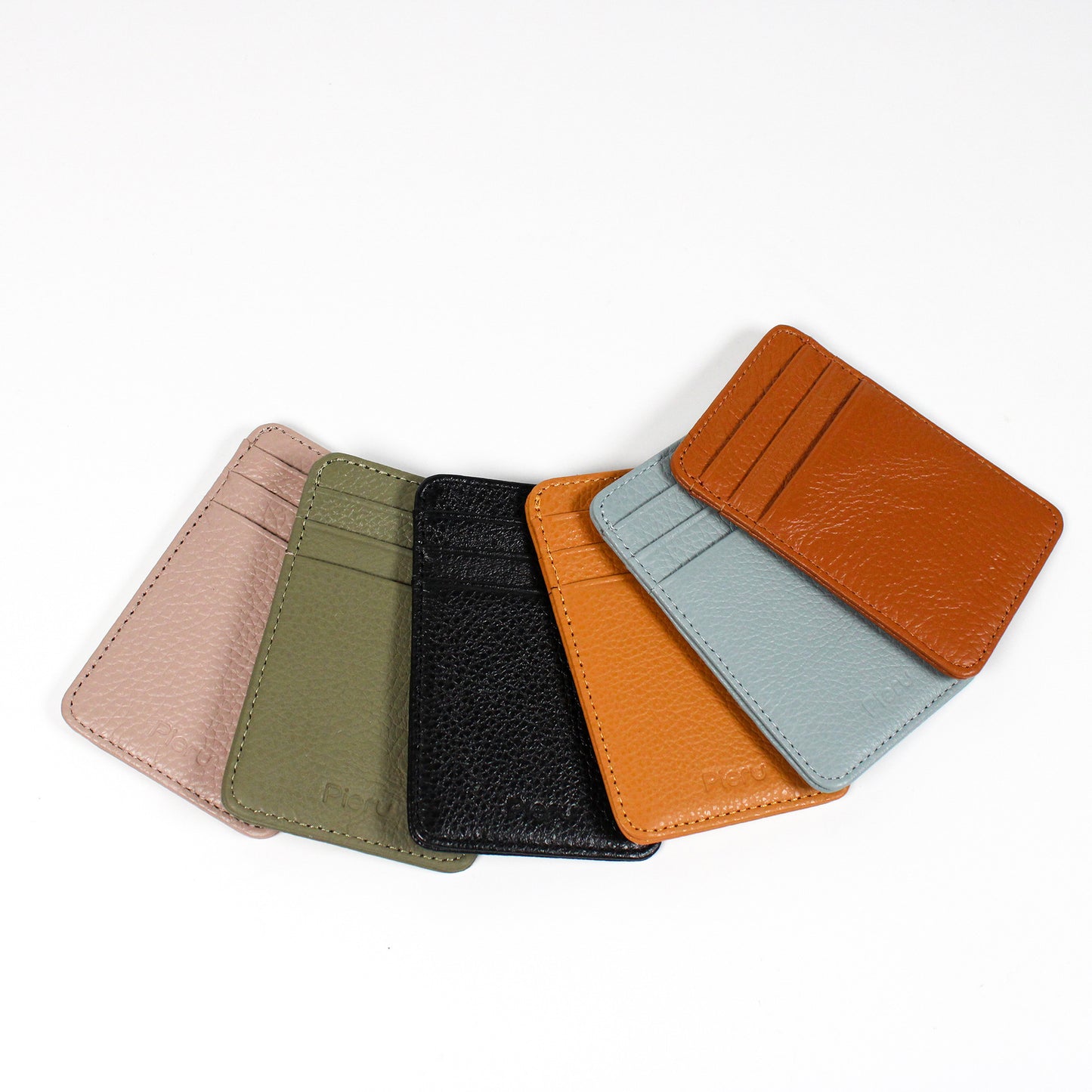 Top Layer Leather Lychee Pattern Vertical Card Holder