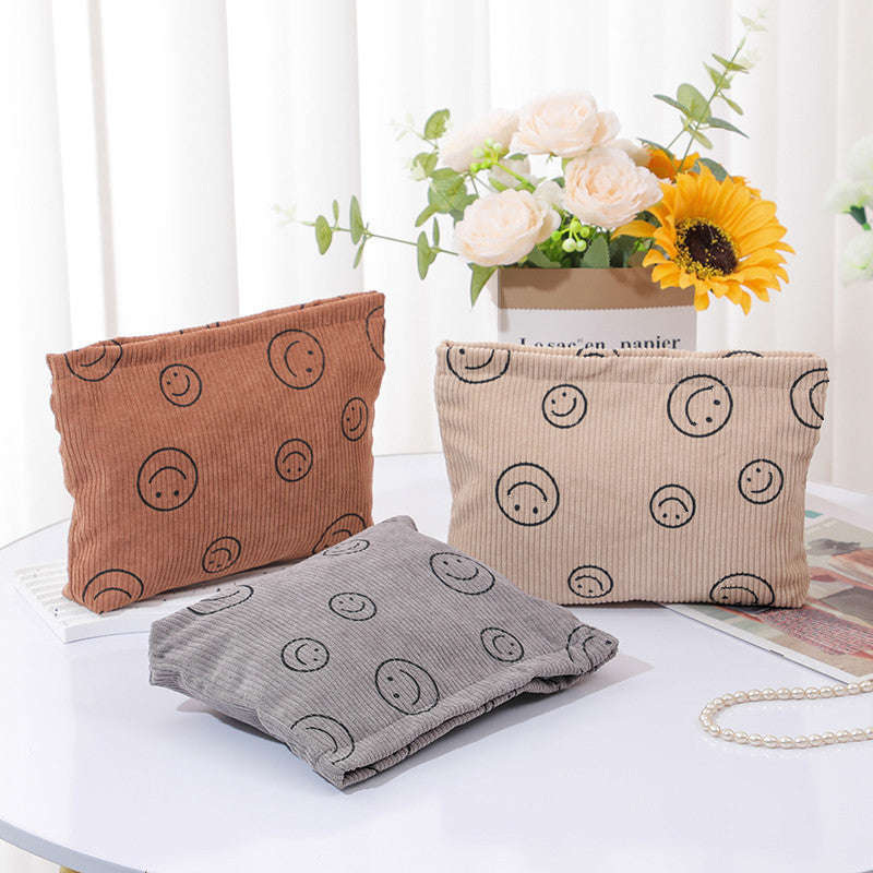 Dot Retro Smiley Face Storage Wash Clutch Cosmetic Bags